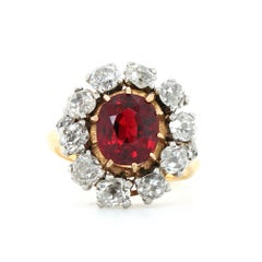 Victorian Natural Spinel and Diamond Ring, circa 1860s