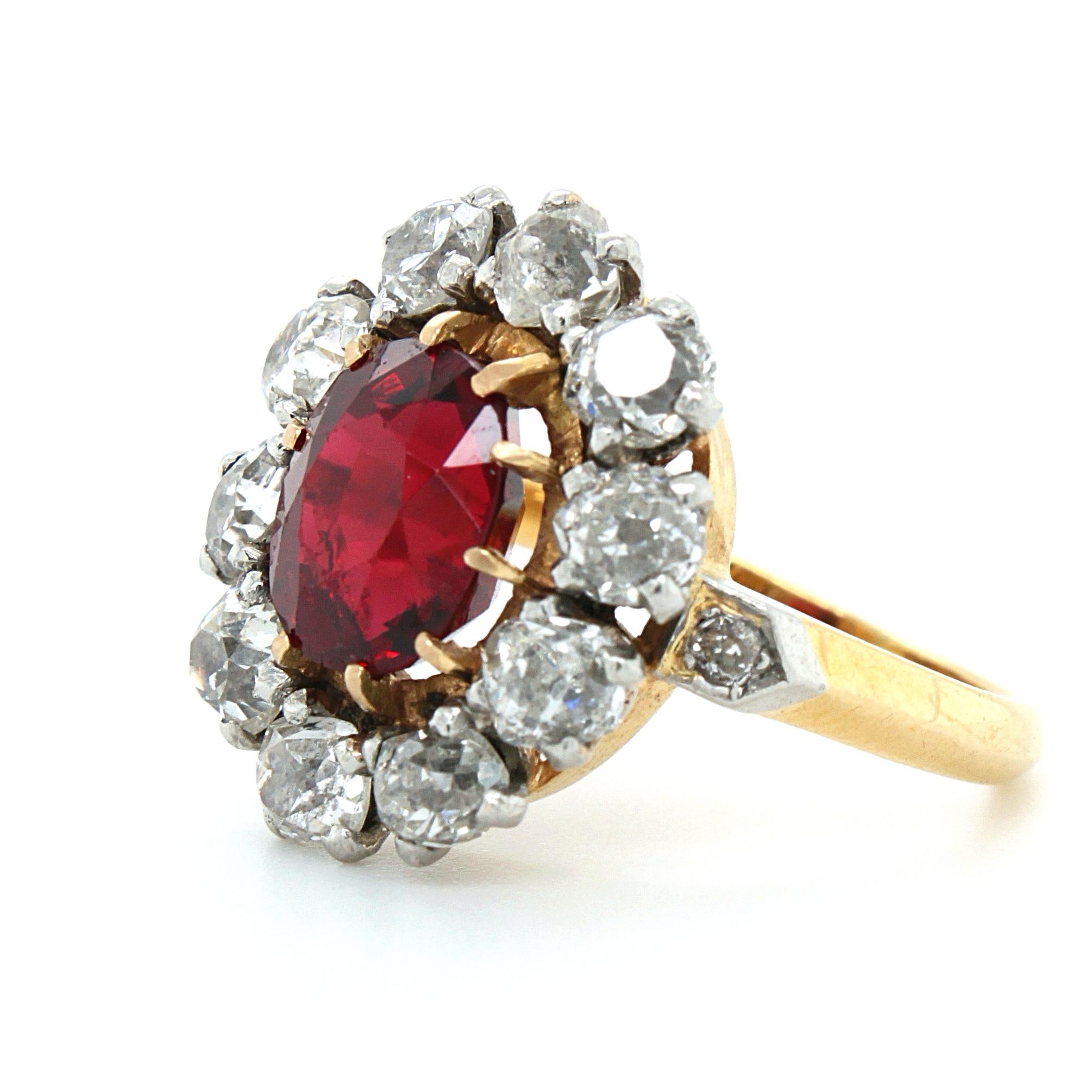 Early Victorian Victorian Natural Spinel and Diamond Ring, circa 1860s For Sale