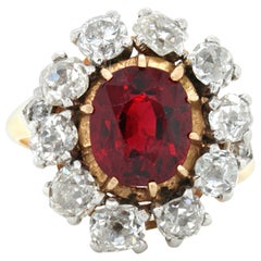Victorian Natural Spinel and Diamond Ring, circa 1860s