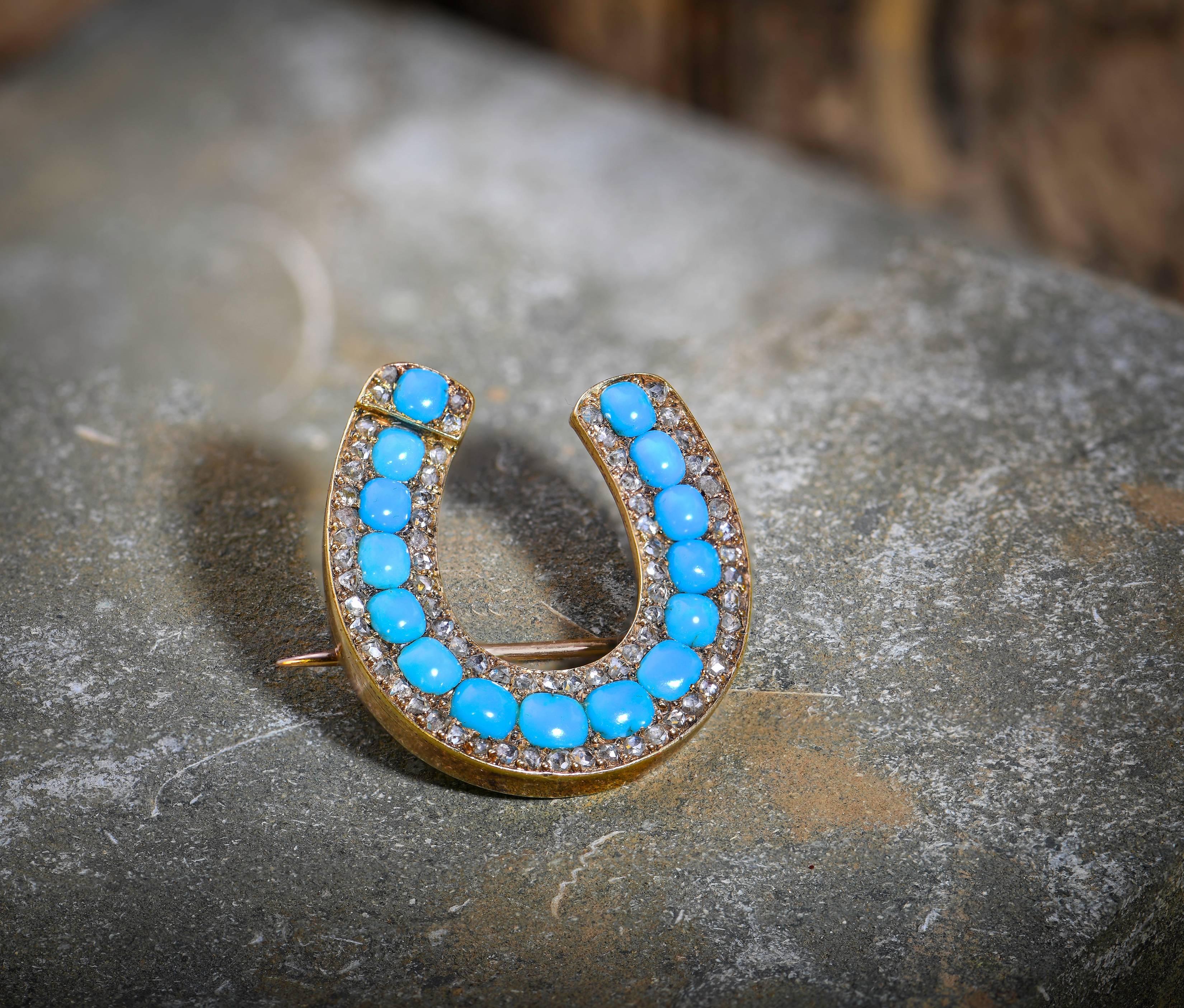This lucky charm is beautiful too. A horseshoe is recognised as bringing luck across the western world. The only disagreement seems to be about which way up it should be. Whichever way you wear it, the striking blue of the turquoise and sparkle of