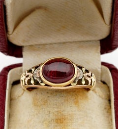 Victorian Natural Untreated Red Spinel Rare Secret Locket Ring