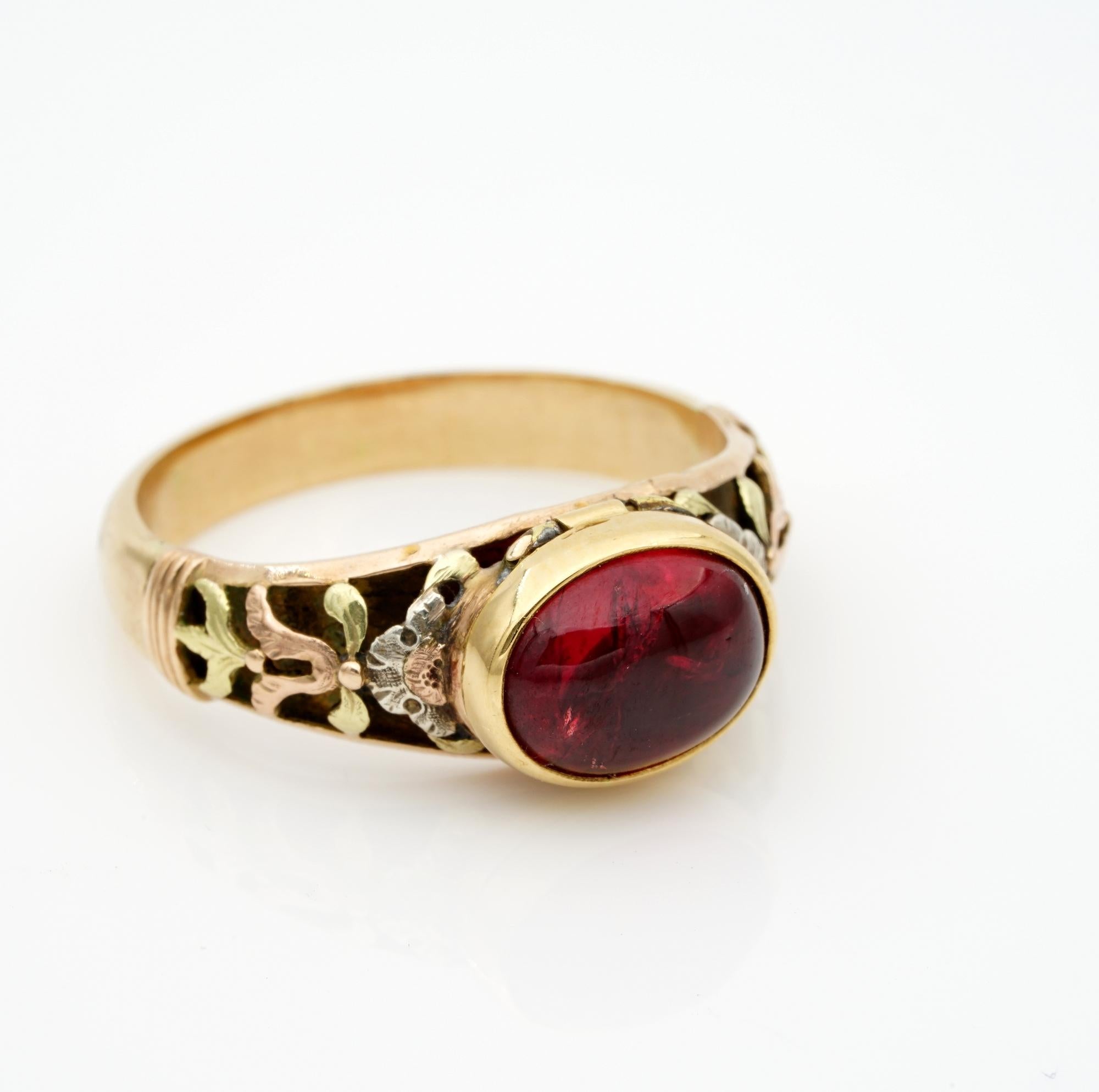 Victorian Natural Untreated Red Spinel Rare Secret Locket Ring For Sale ...