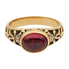 Victorian Natural Untreated Red Spinel Rare Secret Locket Ring For Sale ...