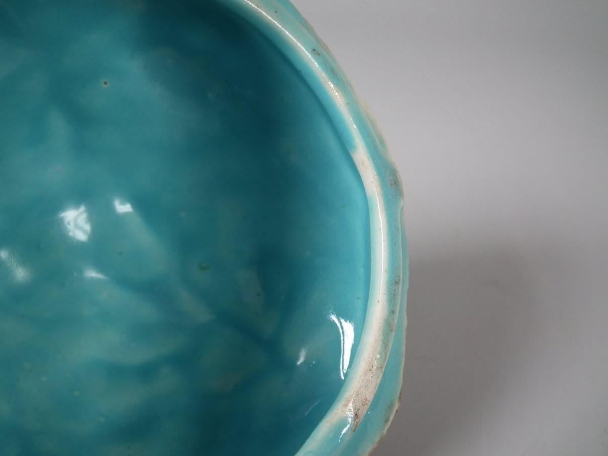 Victorian Naturalistic George Jones Majolica Blue Tit Preserve Pot & Lid 7