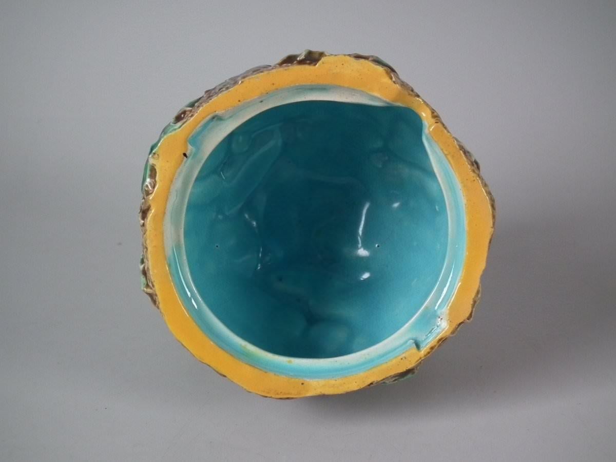 Victorian Naturalistic George Jones Majolica Blue Tit Preserve Pot & Lid 1