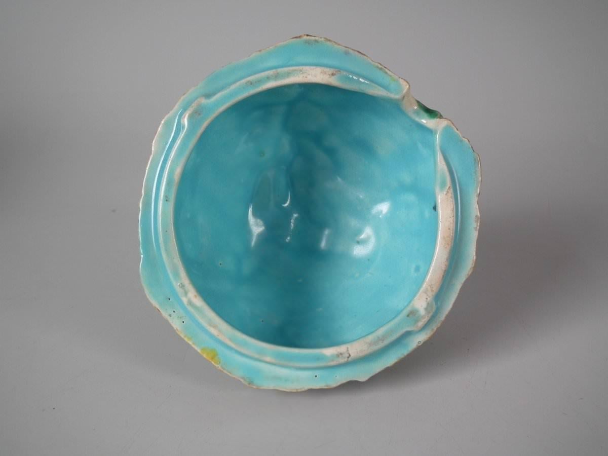 Victorian Naturalistic George Jones Majolica Blue Tit Preserve Pot & Lid 3