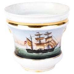 Victorian Nautical Maritime Porcelain Cache Pot Vase 19th Century