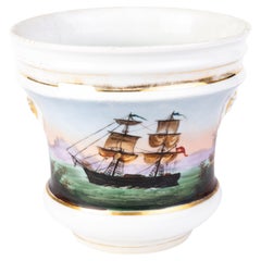 Victorian Nautical Maritime Porcelain Cache Pot Vase 19th Century