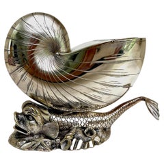 Victorian Nautilus Silver Spoon Warmer with Dolphin
