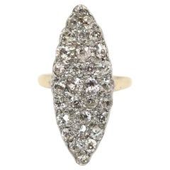 Victorian Navette 18K Gold 2.35 Carat Rose Cut Diamond Dinner Ring