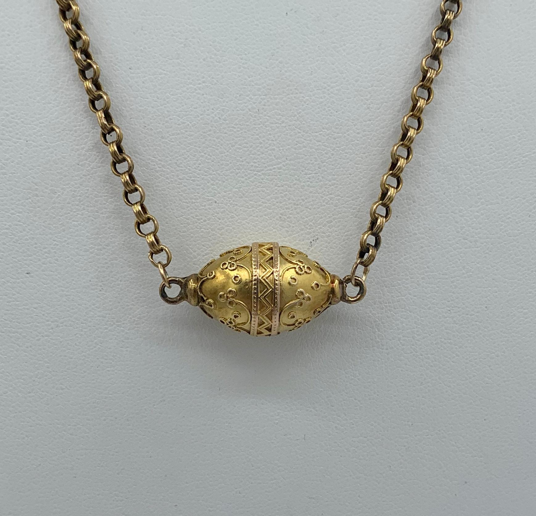 Women's Victorian Necklace 14 Karat Gold Etruscan Revival Antique, Circa 1860 For Sale