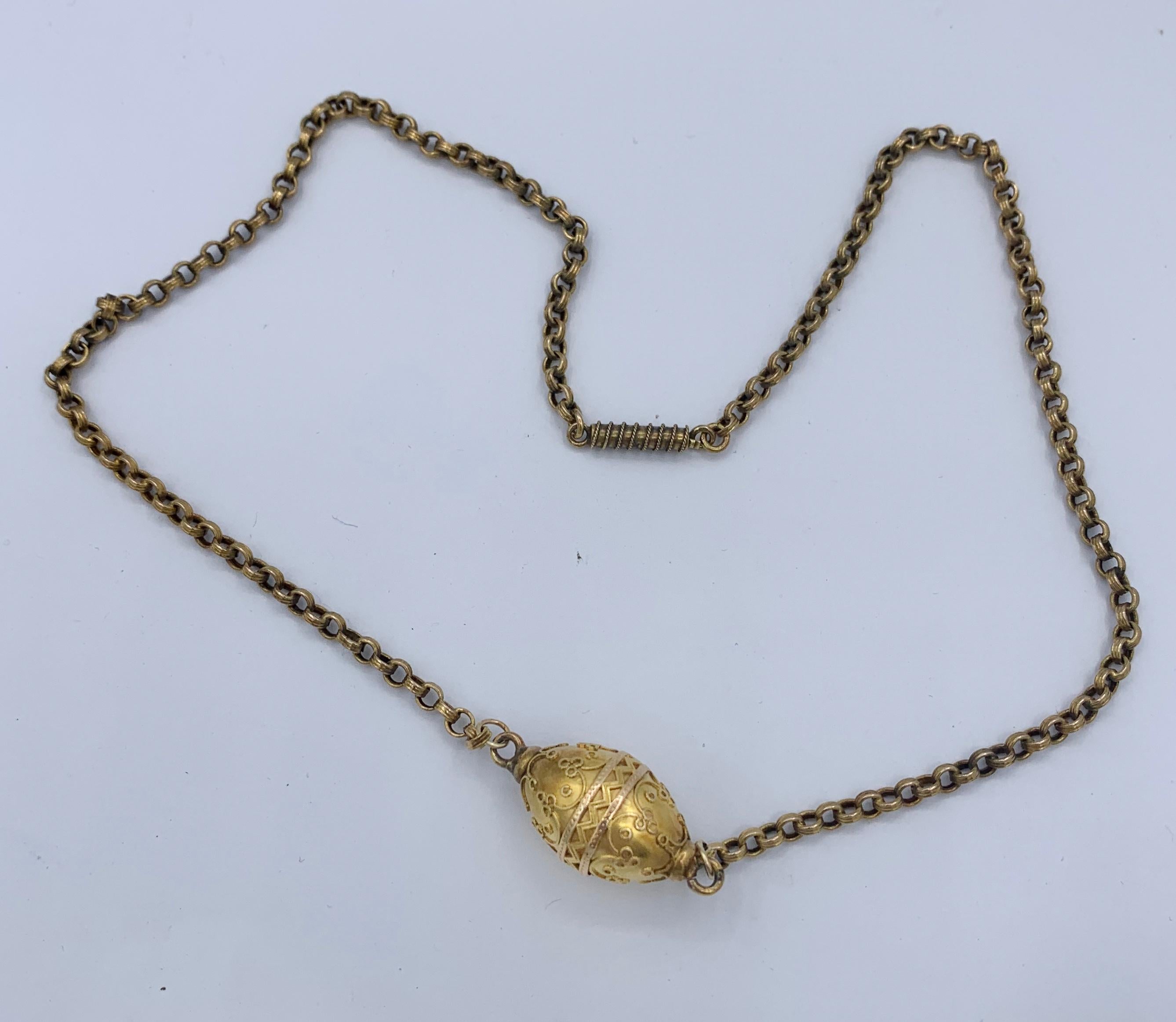 Victorian Necklace 14 Karat Gold Etruscan Revival Antique, Circa 1860 For Sale 1