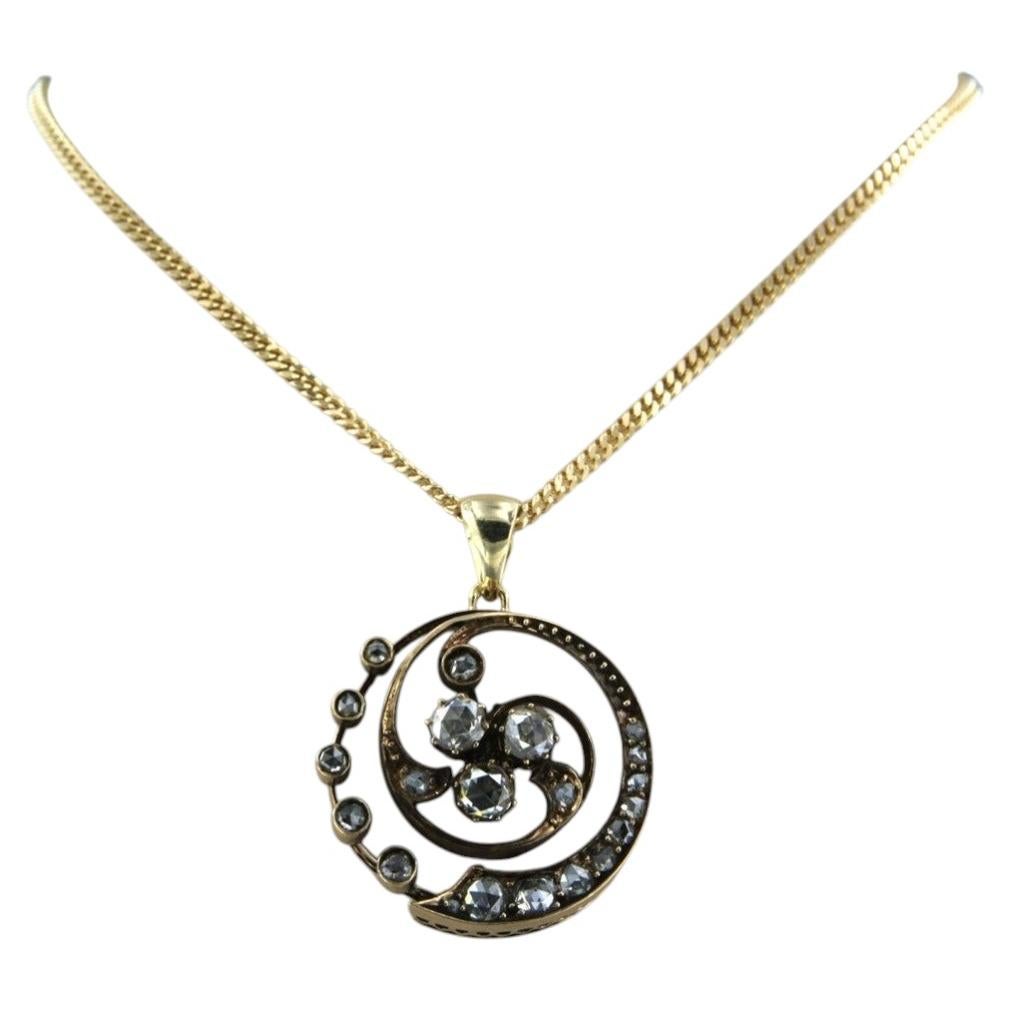 Collar y colgante victorianos con diamantes talla rosa de hasta 0,50 ct Oro de 14k