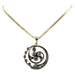 Victorian Necklace and pendant with rose cut diamonds up to 0.50ct 14k gold