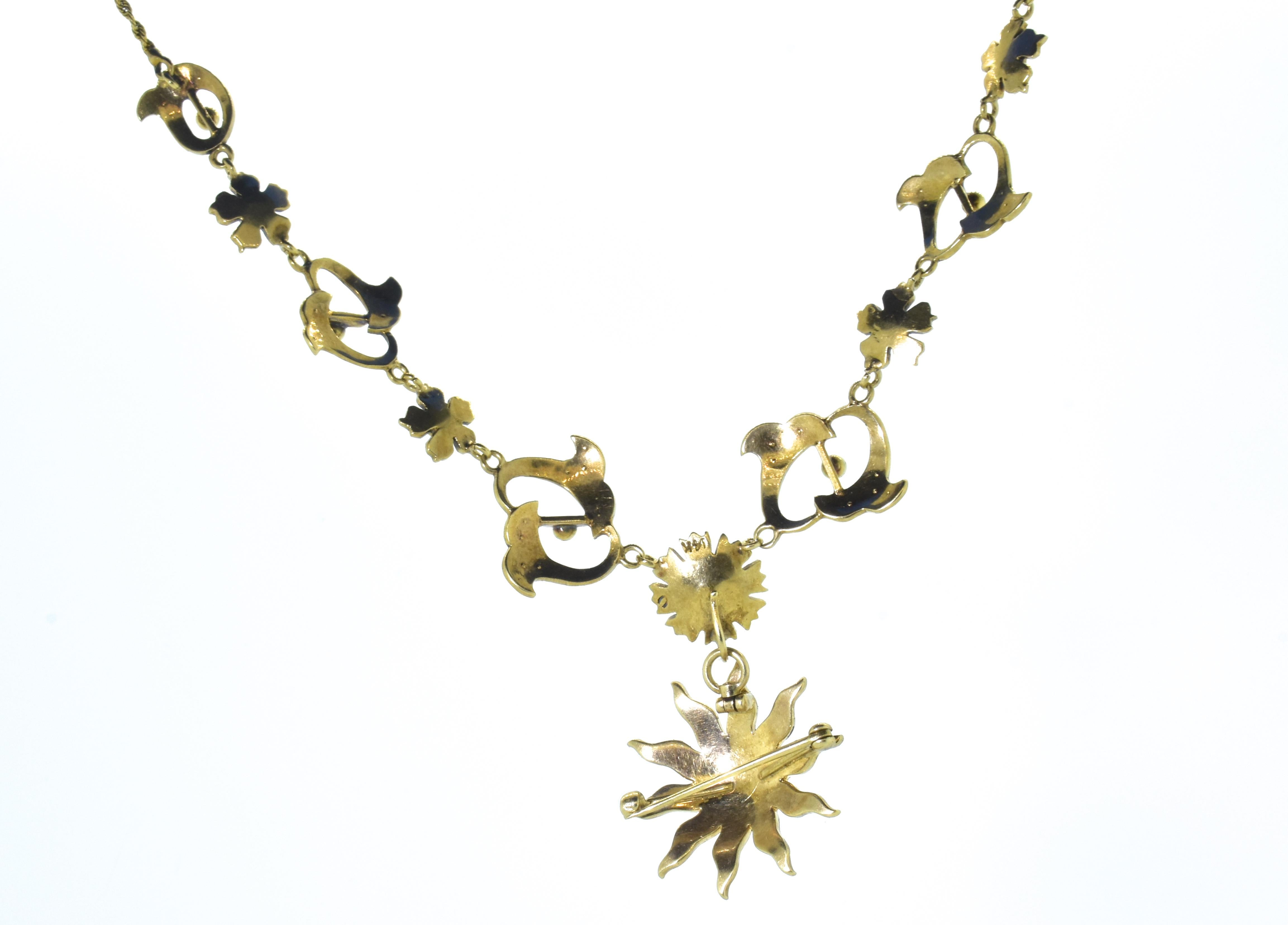 Victorian Necklace/Brooch with Fine Seed Pearls and Gold, circa 1890 In Excellent Condition In Aspen, CO