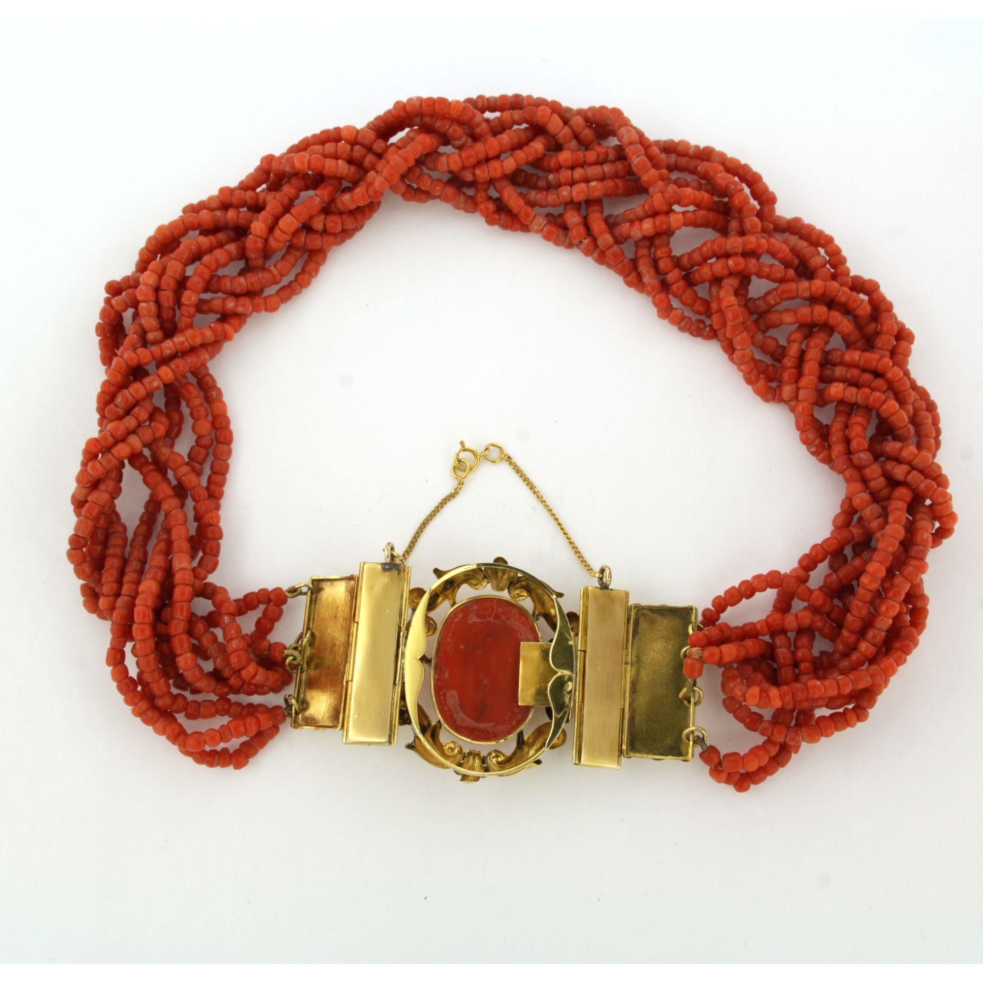 Collar victoriano con cuentas de coral collar de 40 cm de largo 84,9 gramos oro 14k Alto victoriano en venta