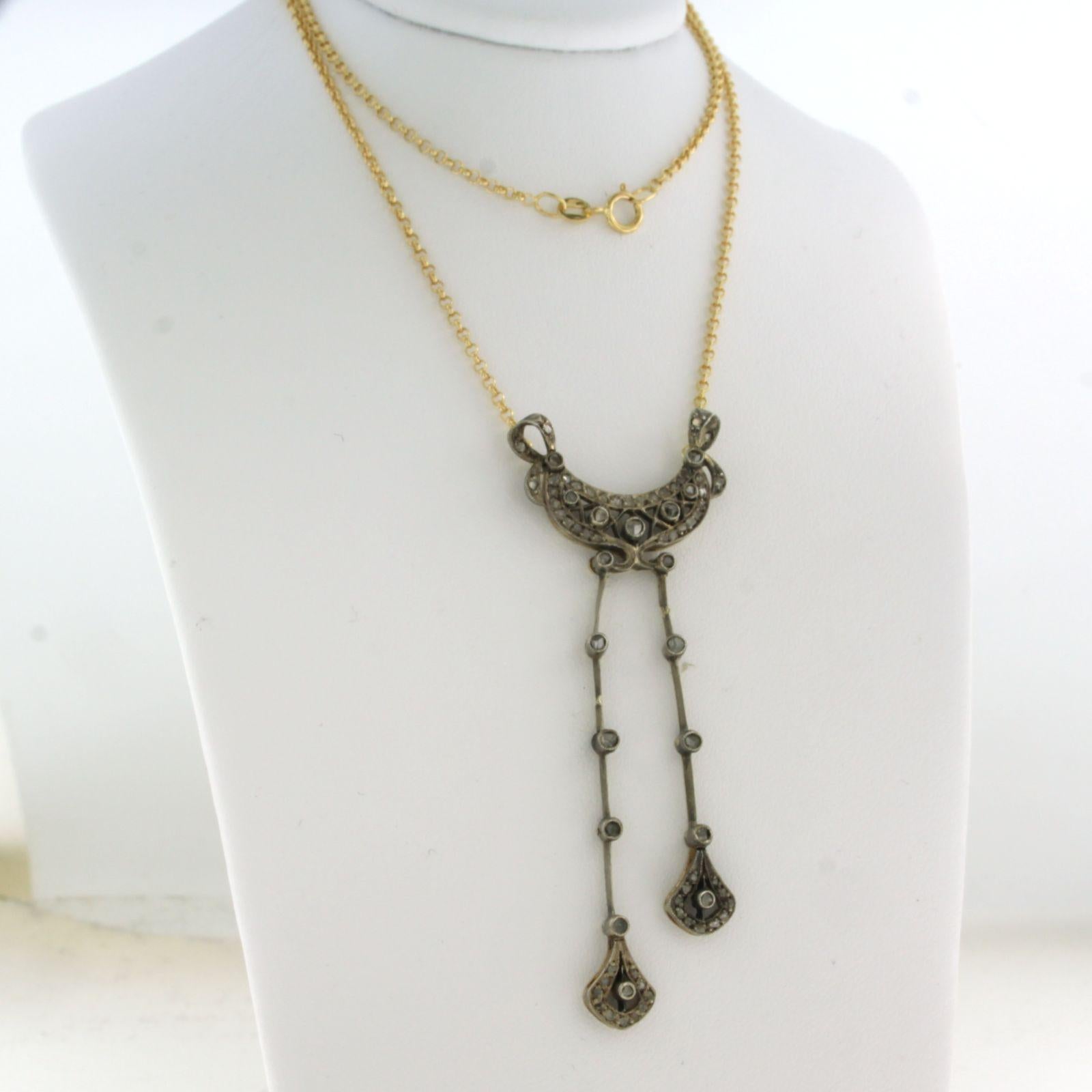 Collier victorien avec diamants taillés en rose jusqu'à 0,30ct Or 18k et argent Excellent état - En vente à The Hague, ZH