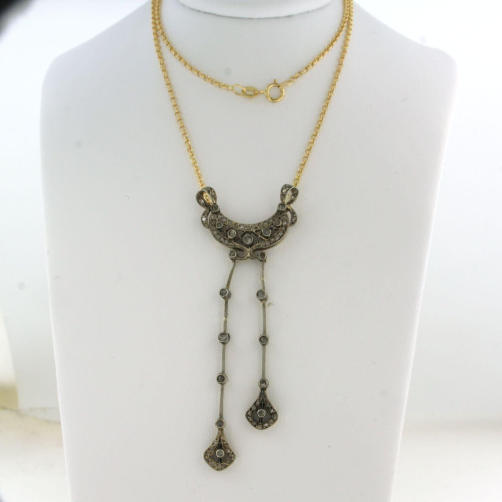 Collier victorien avec diamants taillés en rose jusqu'à 0,30ct Or 18k et argent Pour femmes en vente