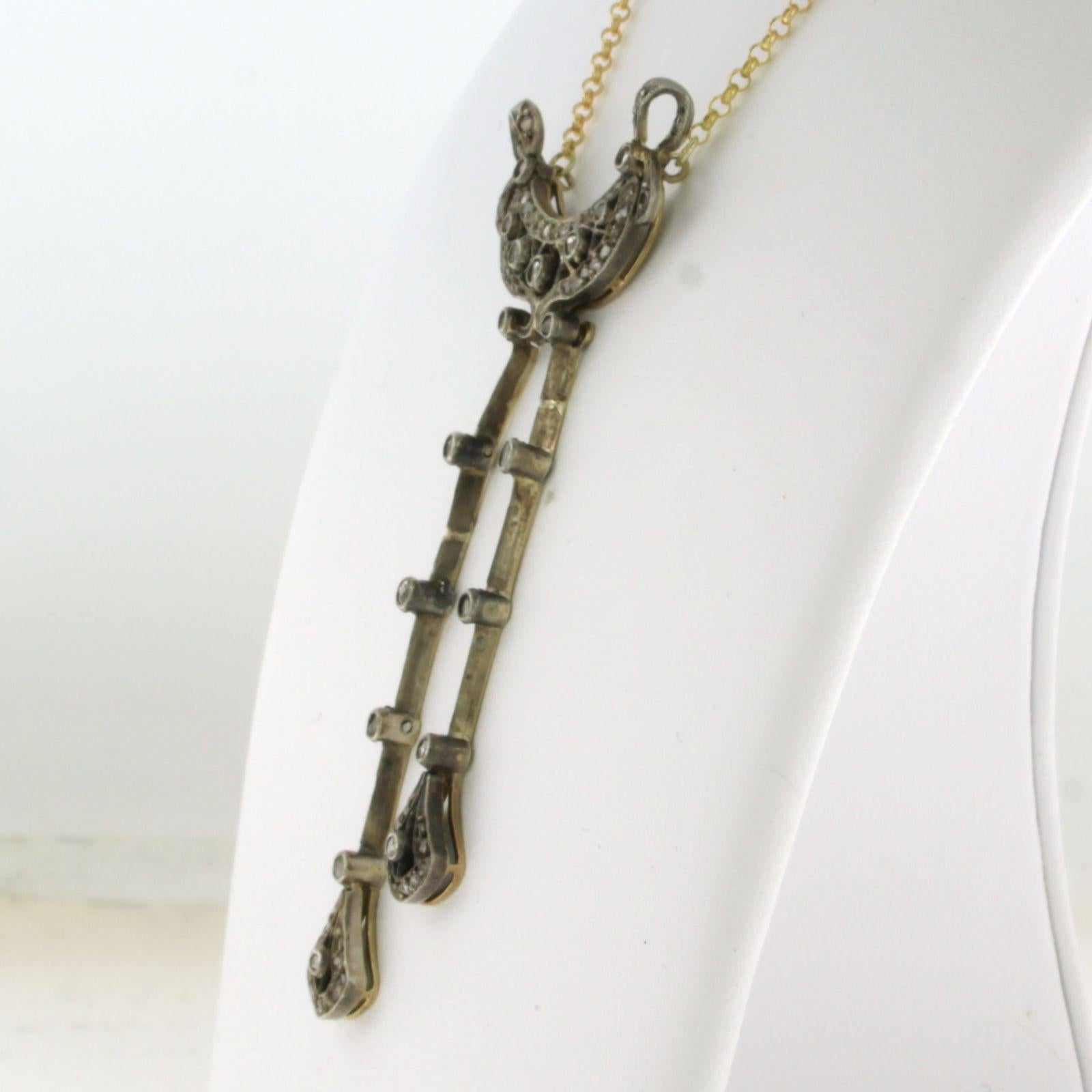 Collier victorien avec diamants taillés en rose jusqu'à 0,30ct Or 18k et argent en vente 1