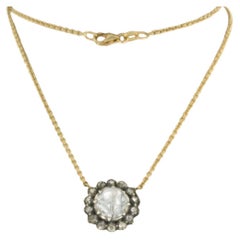 Victorian necklace with rose cut diamonds up to 1.20ct 18k gold and silver
