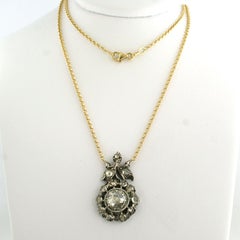 Victorian Necklace with rose cut diamonds up to 1.50ct 18k gold and silver