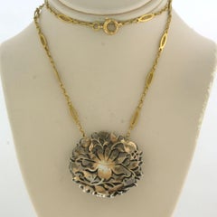 Victorian necklace with rose cut diamonds up to 4.50ct 14k gold and silver