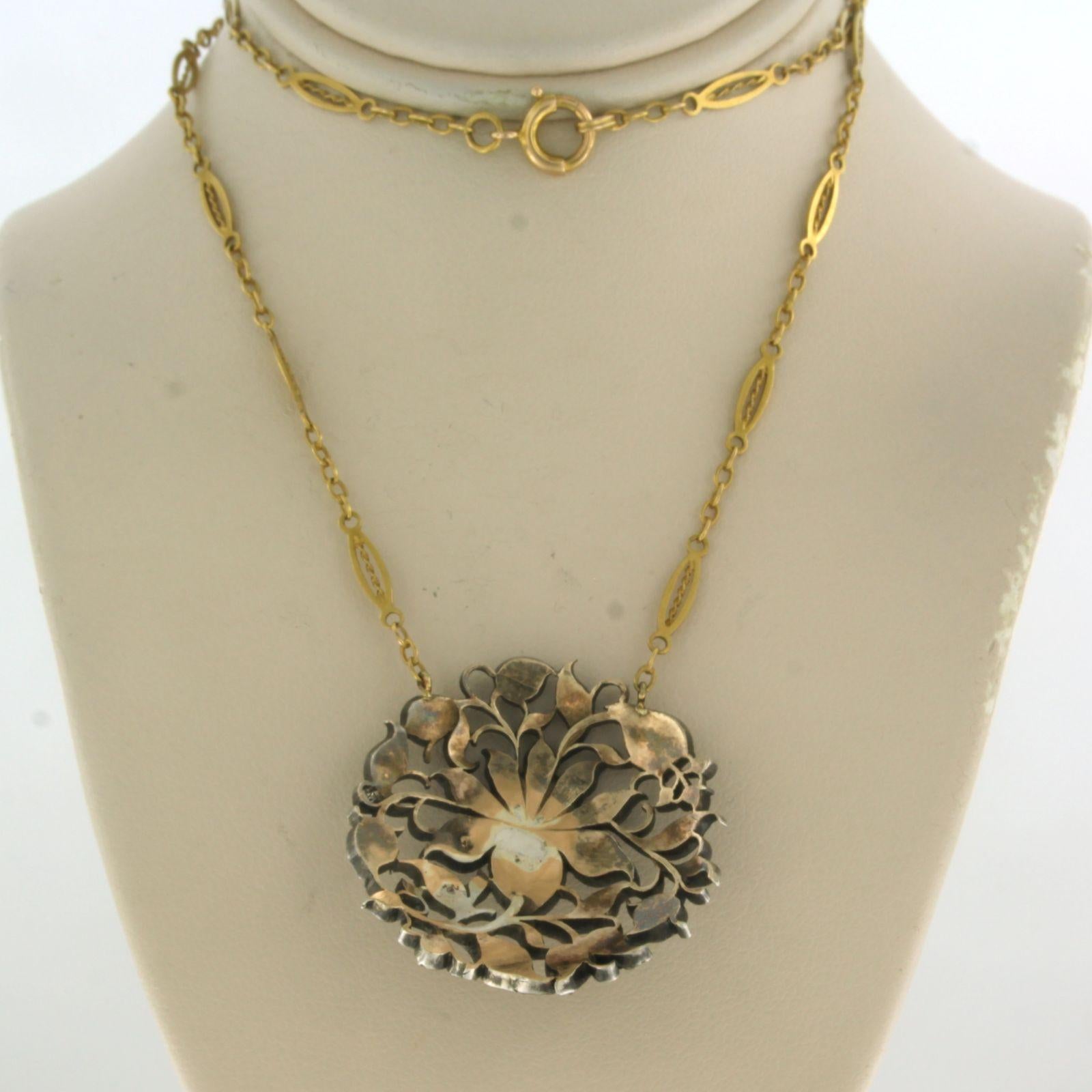 Early Victorian Victorian necklace with rose cut diamonds up to 4.50ct 14k gold and silver For Sale