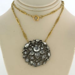 Victorian necklace with rose cut diamonds up to 4.50ct 14k gold and silver