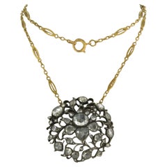 Collier victorien avec diamants taille rose jusqu'à 4,50 carats, or et argent 14 carats
