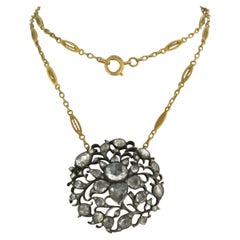Victorian necklace with rose cut diamonds up to 4.50ct 14k gold and silver