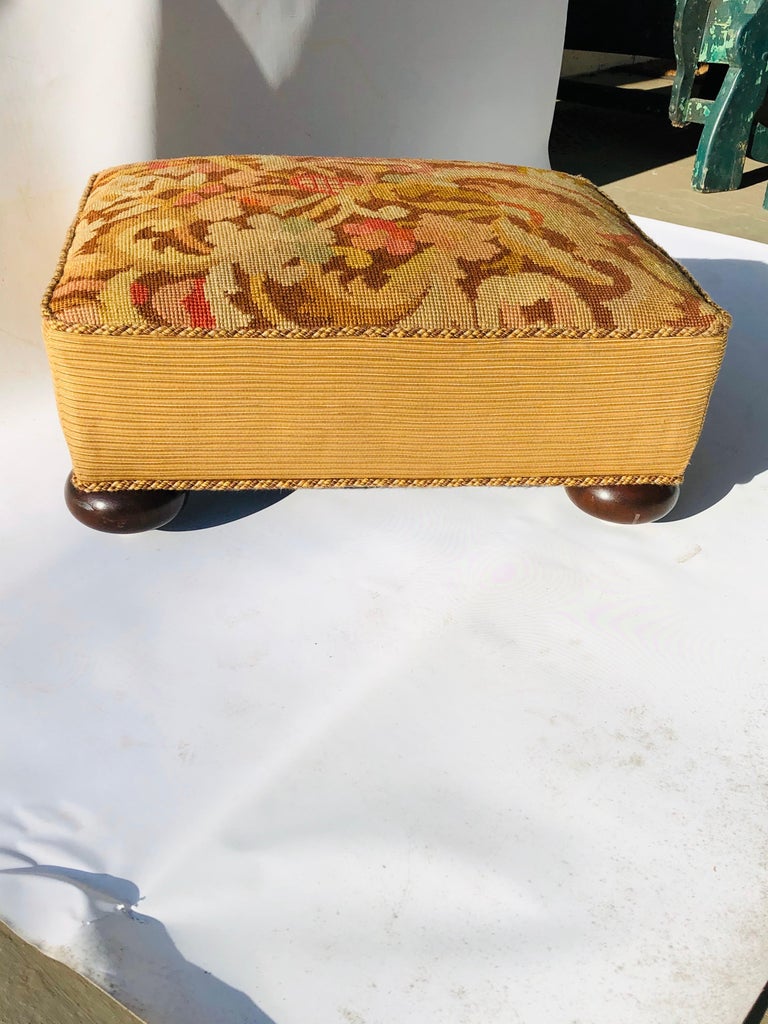Victorian Needlepoint Footstool For Sale at 1stdibs