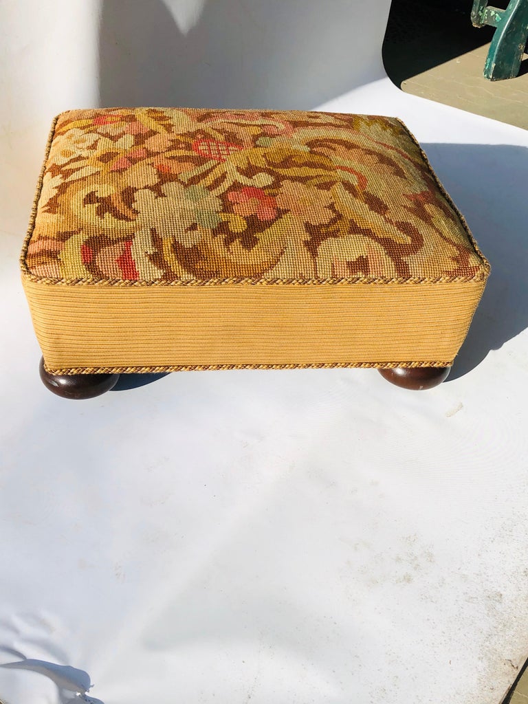 Victorian Needlepoint Footstool For Sale at 1stdibs