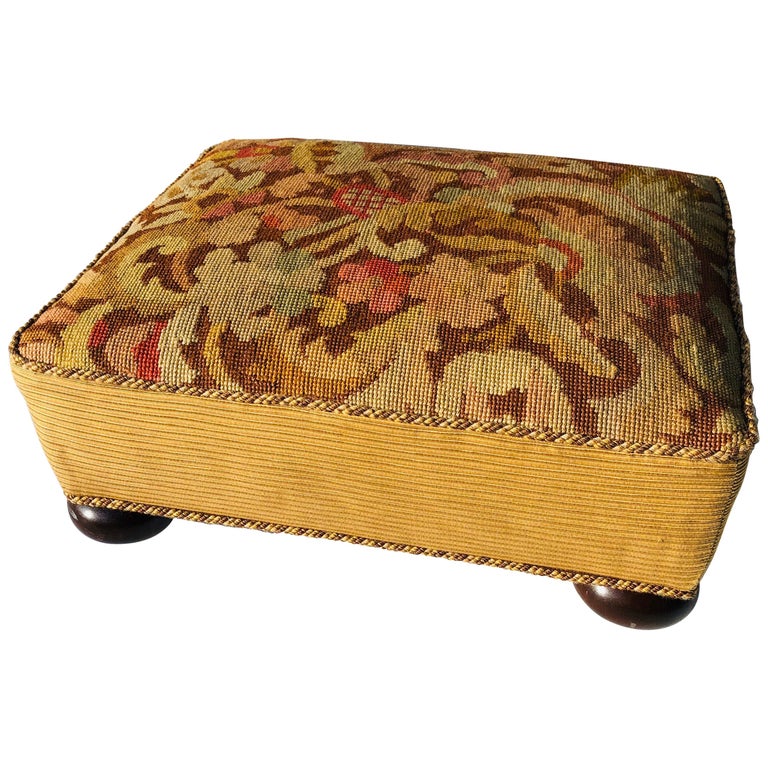 Victorian Needlepoint Footstool For Sale at 1stdibs
