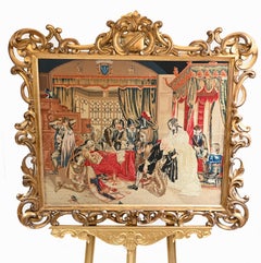 Victorian Needlepoint Tapestry Gilt Frame Cromwell 1840