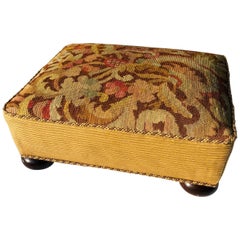 Victorian Needlepoint Upholstered Footstool