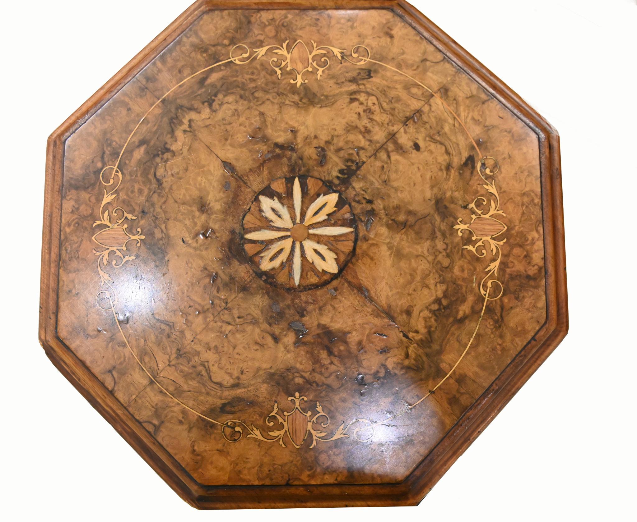 Victorian Needlework Table Sewing Box Walnut 1860 For Sale 2
