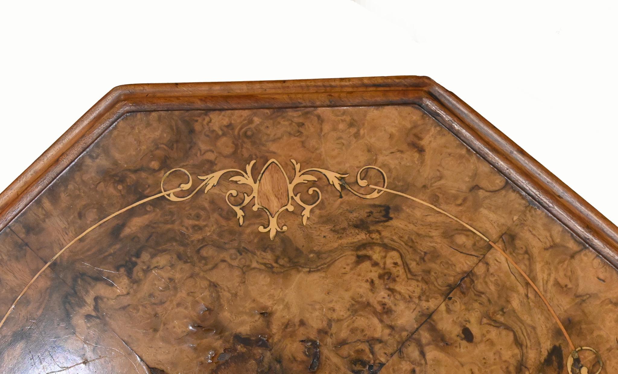 Victorian Needlework Table Sewing Box Walnut 1860 For Sale 5