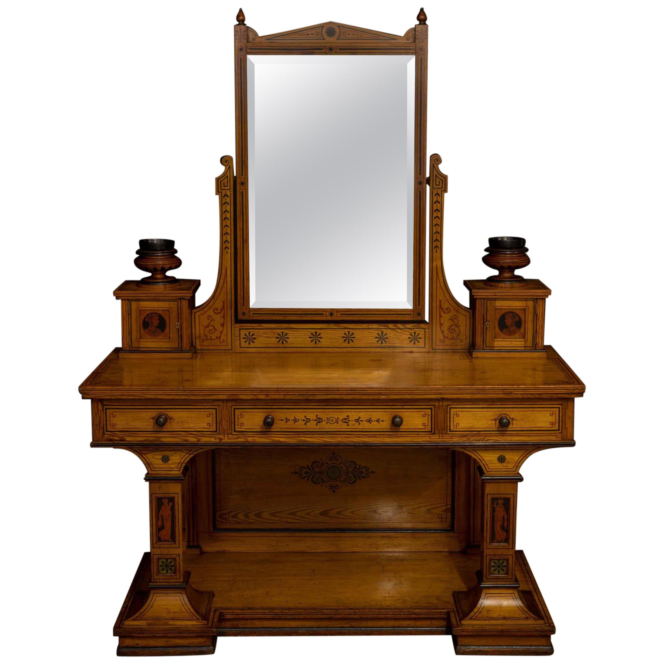 Victorian Neo Classical Pitch Pine Dressing Table For Sale