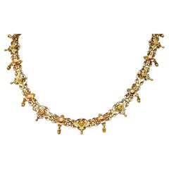 Victorian Neoclassical Pearl 14 Karat Yellow Gold Antique Cherub Fringe Necklace