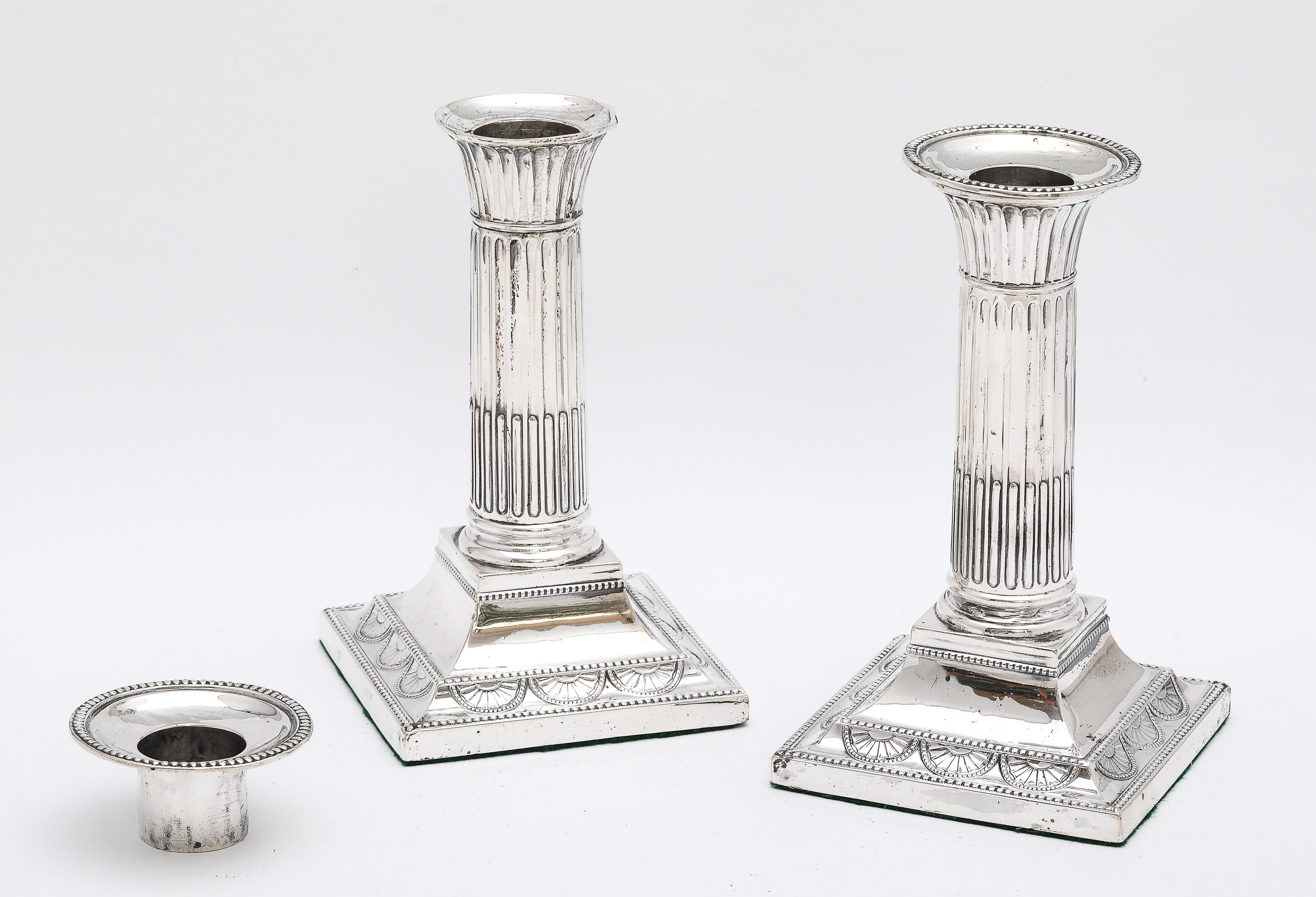 Victorian Neoclassical-Style Sterling Silver Corinthian Column Candlesticks For Sale 8