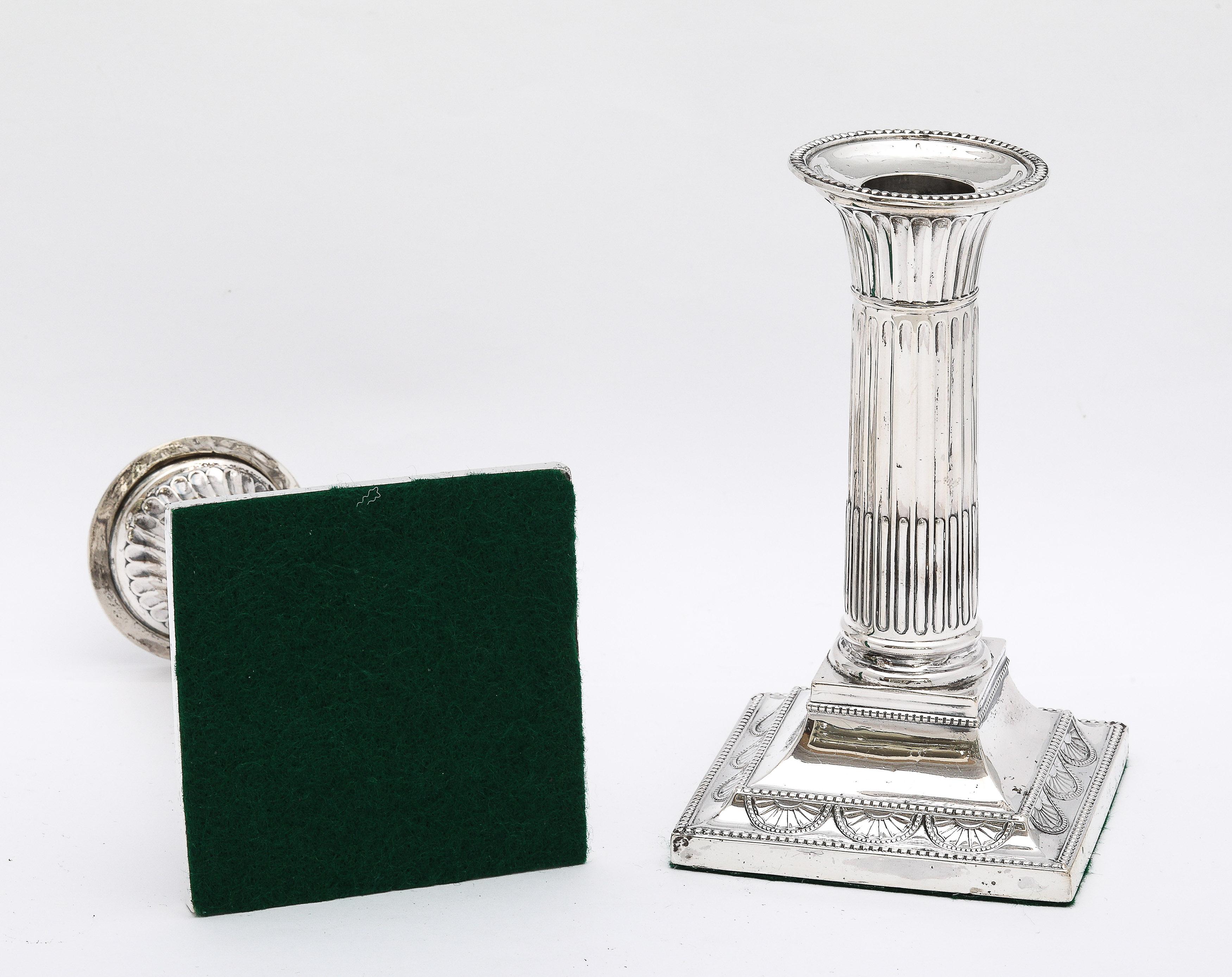 Victorian Neoclassical-Style Sterling Silver Corinthian Column Candlesticks For Sale 9