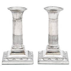 Viktorianische korinthische Säulen-Kerzenständer aus Sterlingsilber im neoklassischen Stil