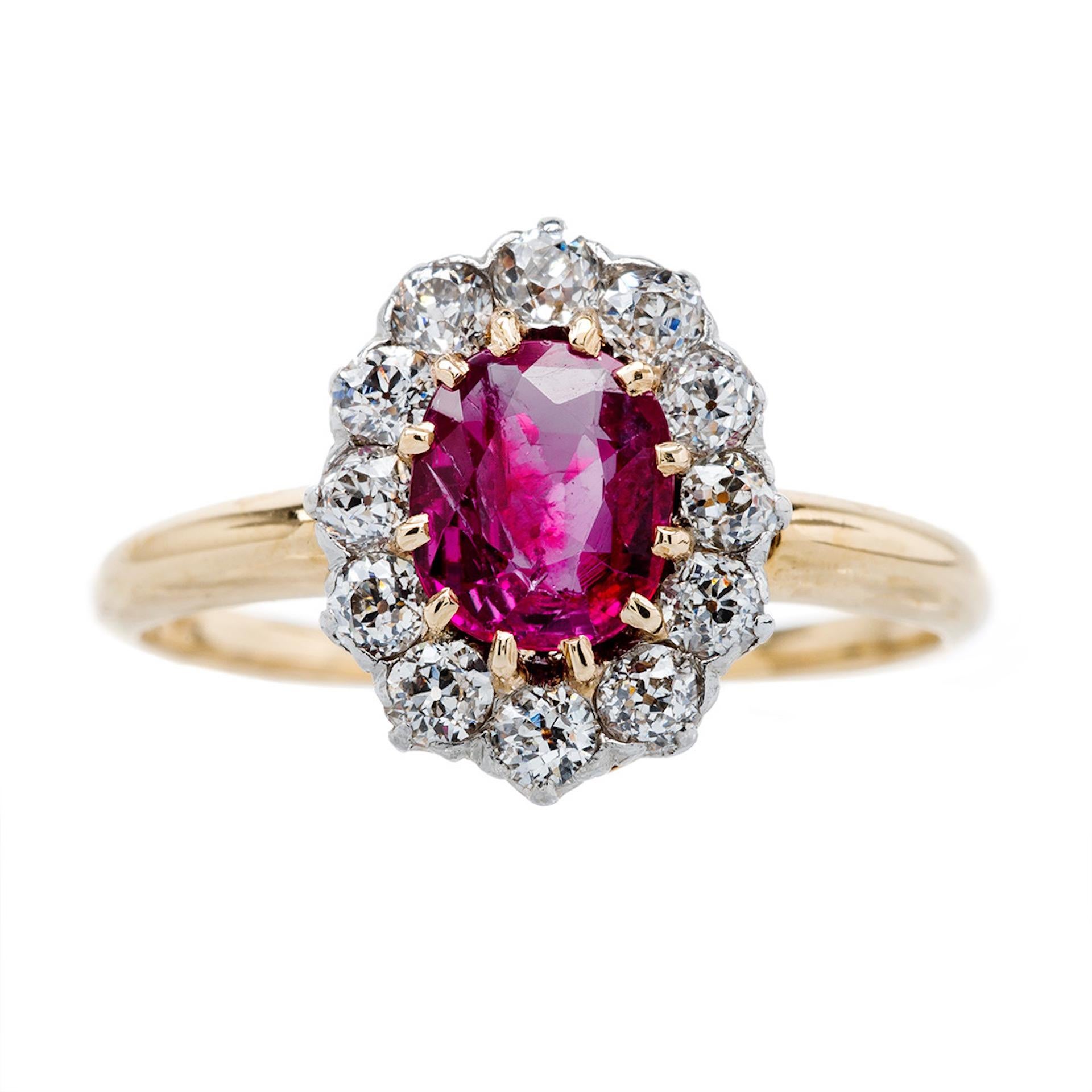 Victorian No Heat Burma Ruby and Diamond Ring