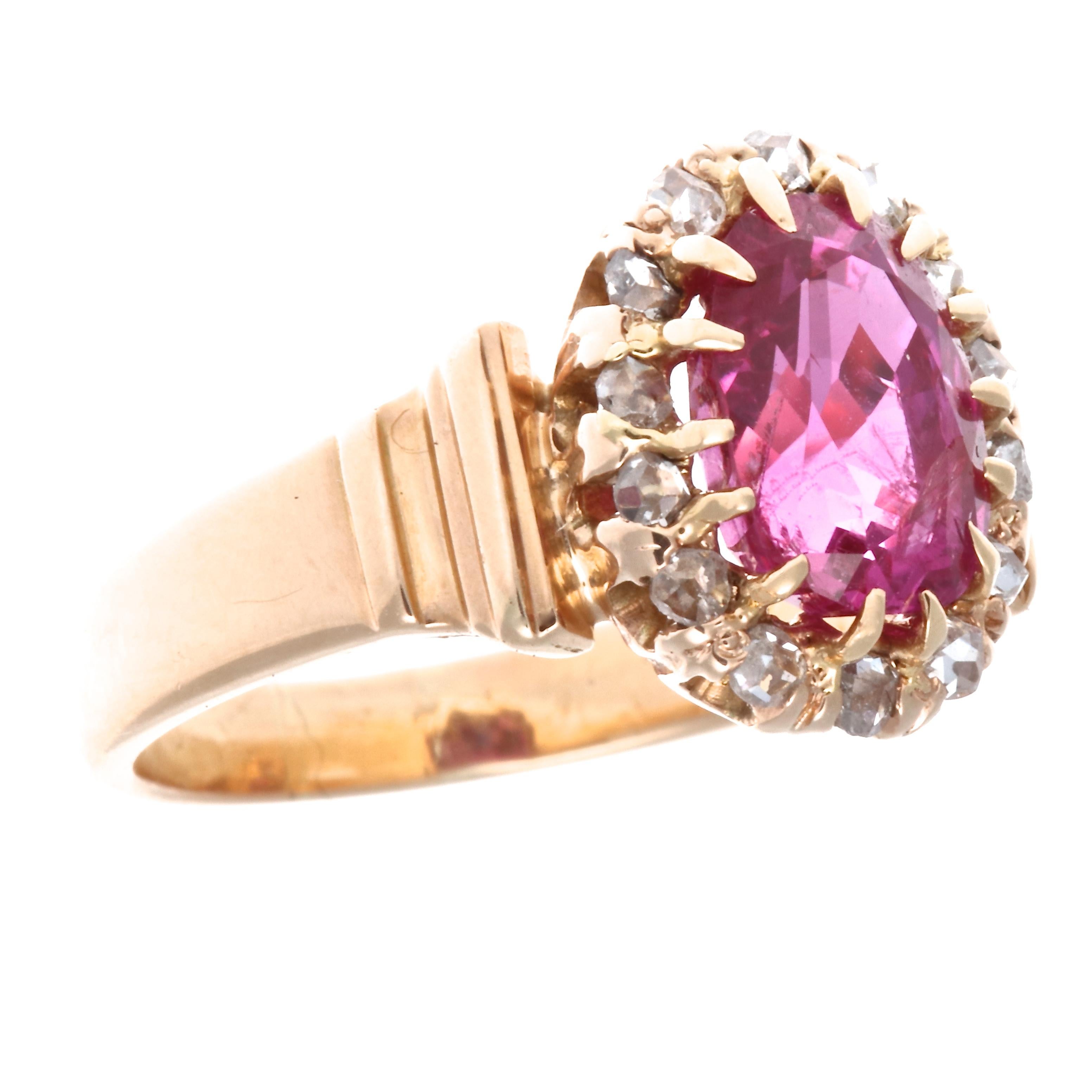 Oval Cut Victorian No Heat Burma Ruby Diamond Ring