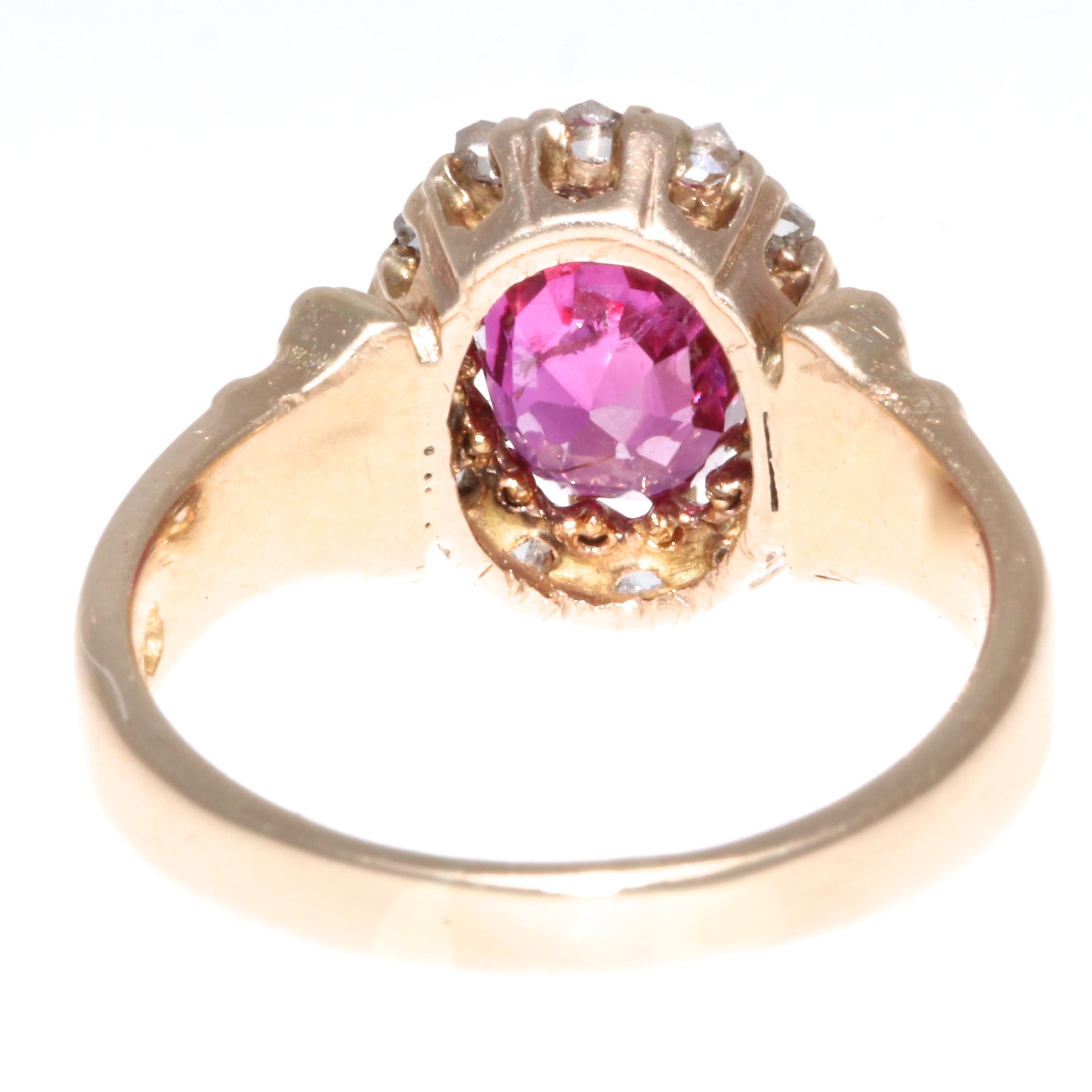 Victorian No Heat Burma Ruby Diamond Ring In Excellent Condition In Beverly Hills, CA
