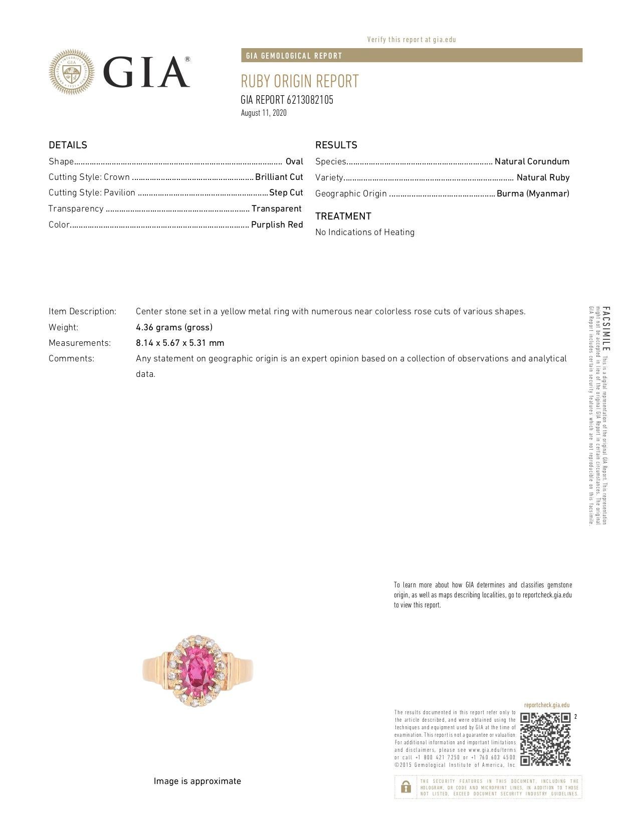 Victorian No Heat Burma Ruby Diamond Ring 1