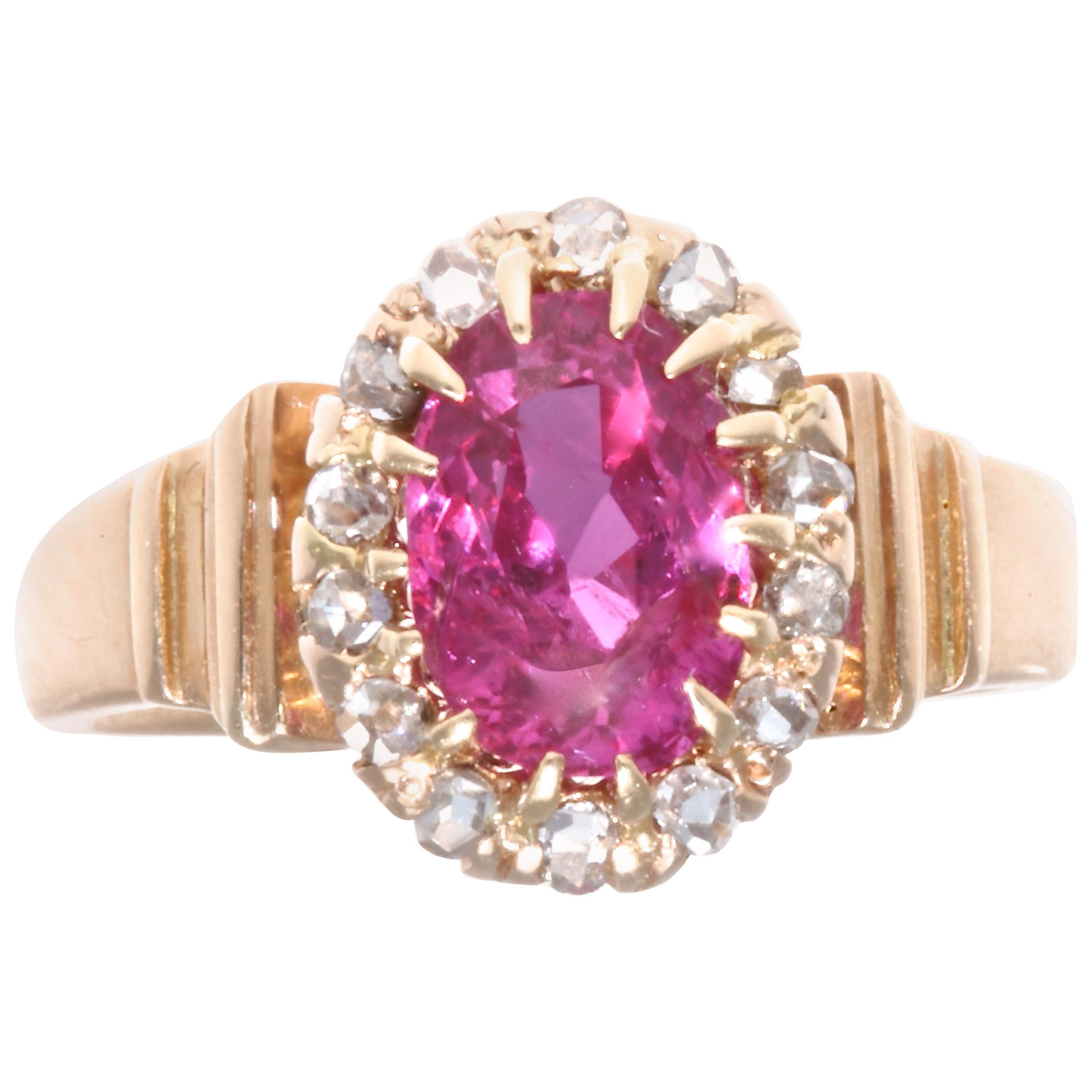 Victorian No Heat Burma Ruby Diamond Ring