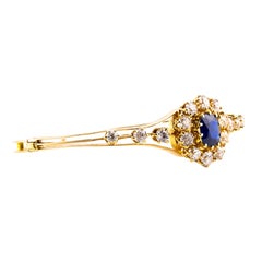 Victorian No Heat Sapphire & Old Mine Cut Diamond Bangle Bracelet in 18K Gold