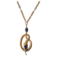 Antique Victorian No heat Sapphire Snake Necklace, circa 1890s.