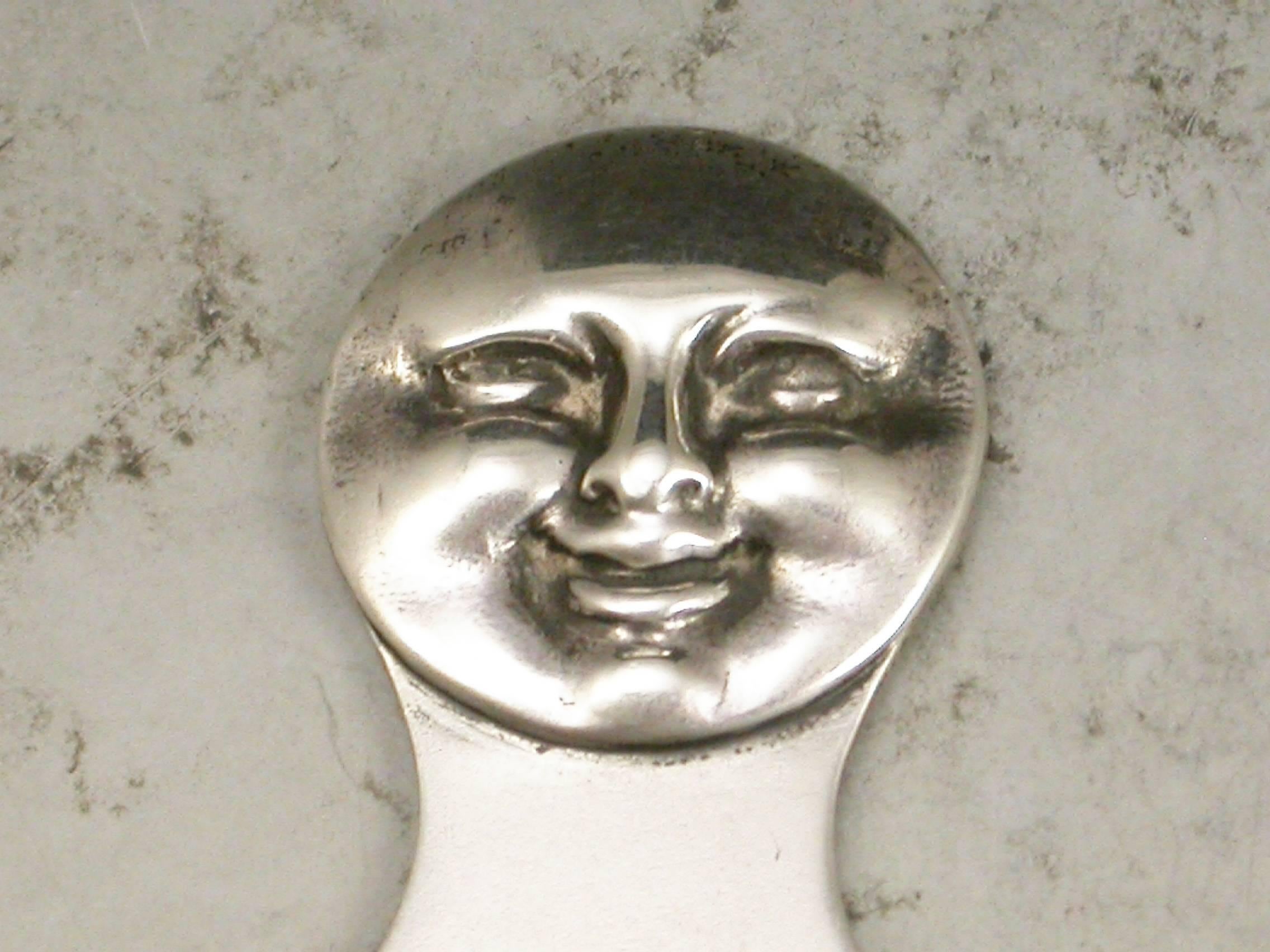 Victorian Novelty Antique Silver Man in the Moon Bookmark by Sampson Mordan For Sale 1